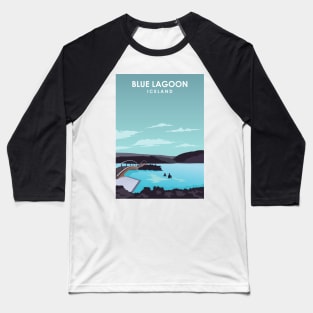 Blue Lagoon Iceland Minimalistic Travel Poster Baseball T-Shirt